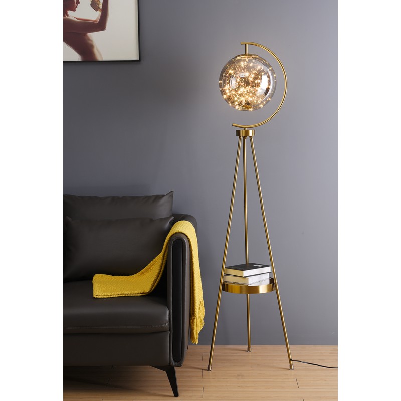 Nordic floor lamp living room bedroom bedside creative personality glass ball tripod vertical table lamp
