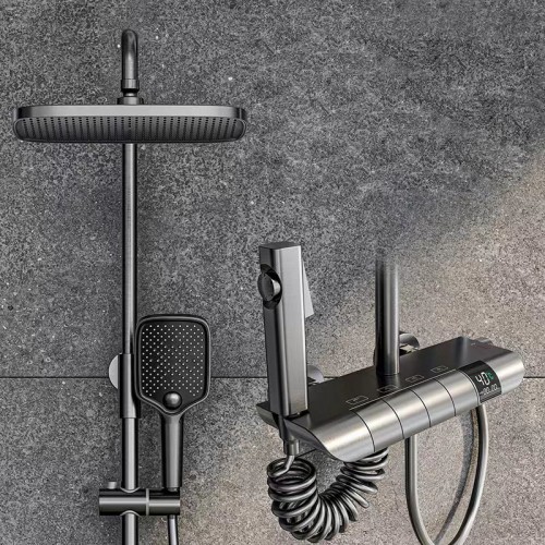 Piano aircraft carrier button thermostatic shower set