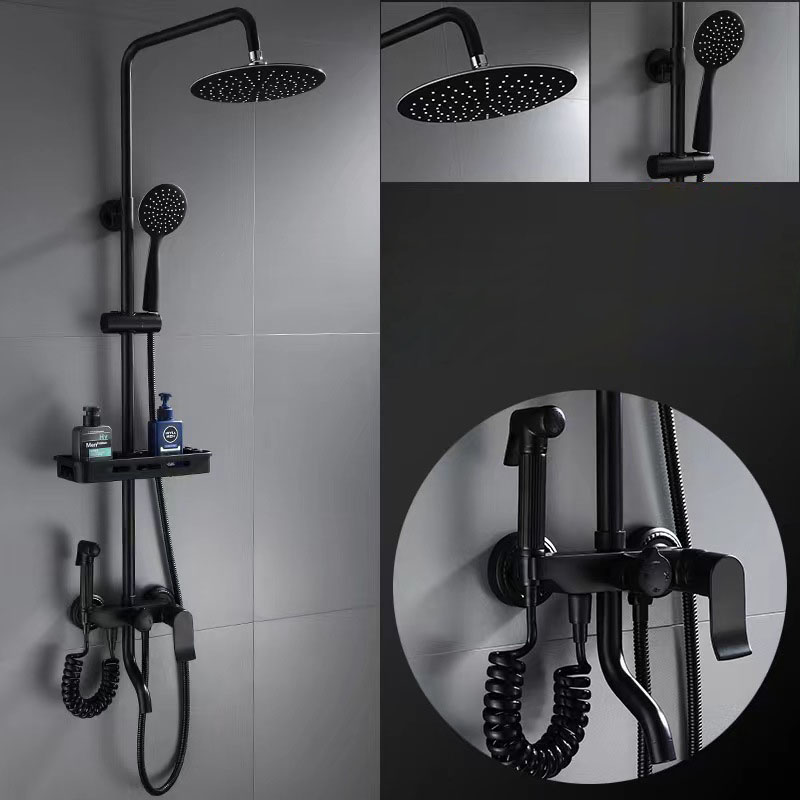 Bathroom electroplating black shower set